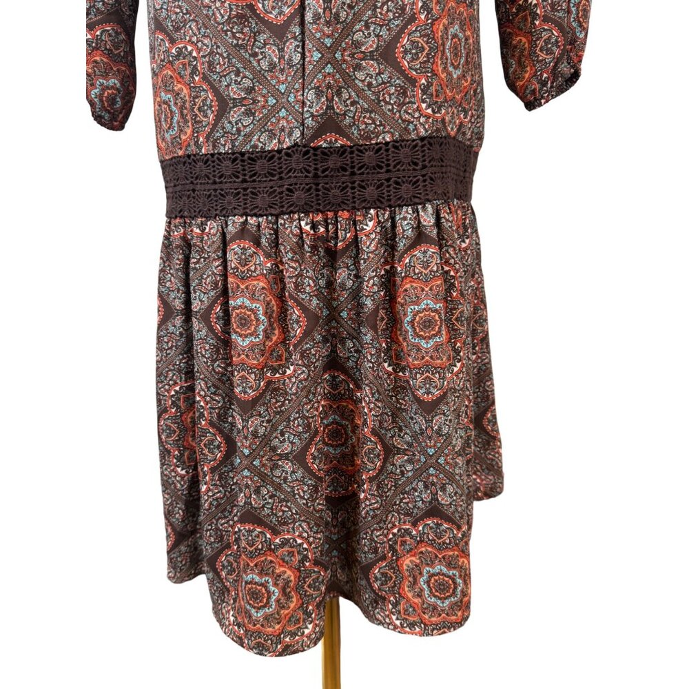 2/$30 Daniel Rainn M Paisley Dress Boho Style with Crochet Details NWT - Picture 7 of 15